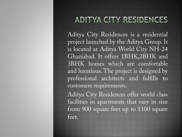 Adtiya City Residences NH 24 Ghaziabad