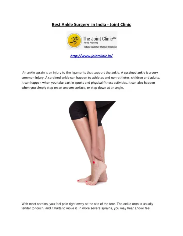 Best Ankle Surgery in India - Joint Clinic