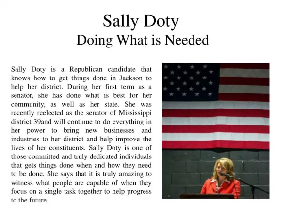 Sally Doty Doing What is Needed