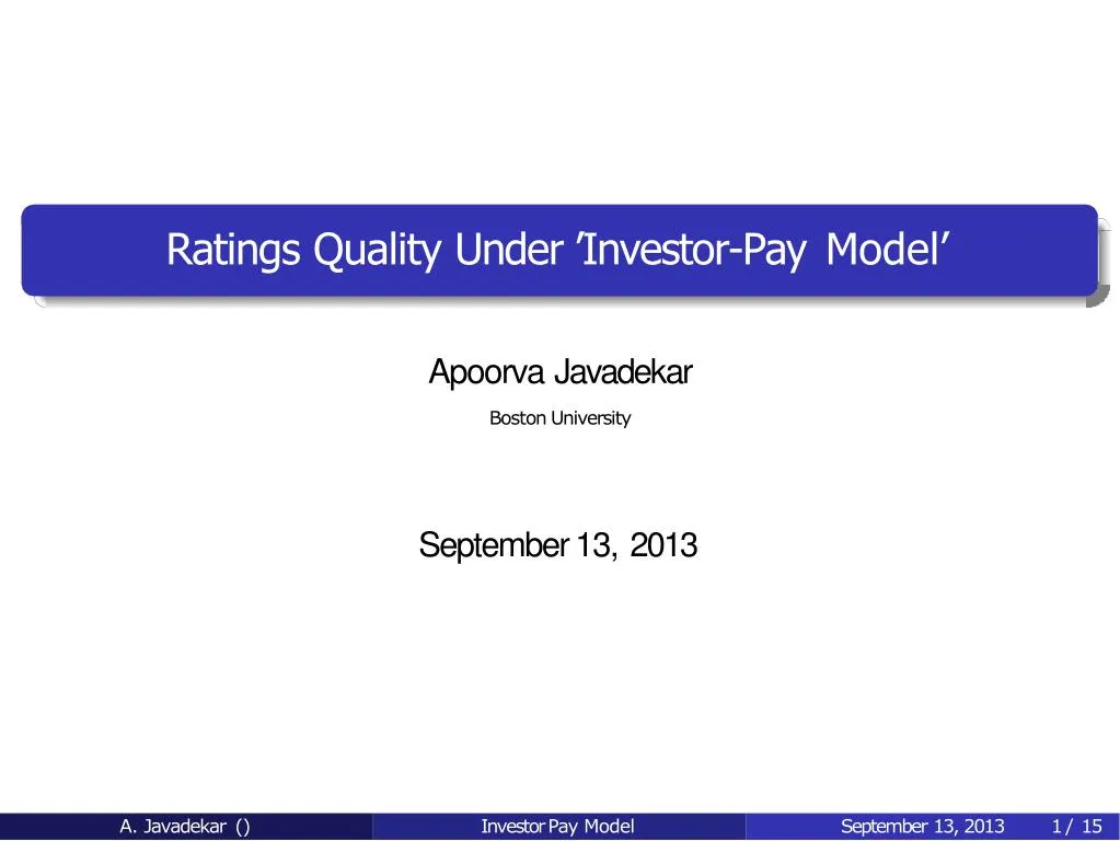 ratings quality under investor pay model