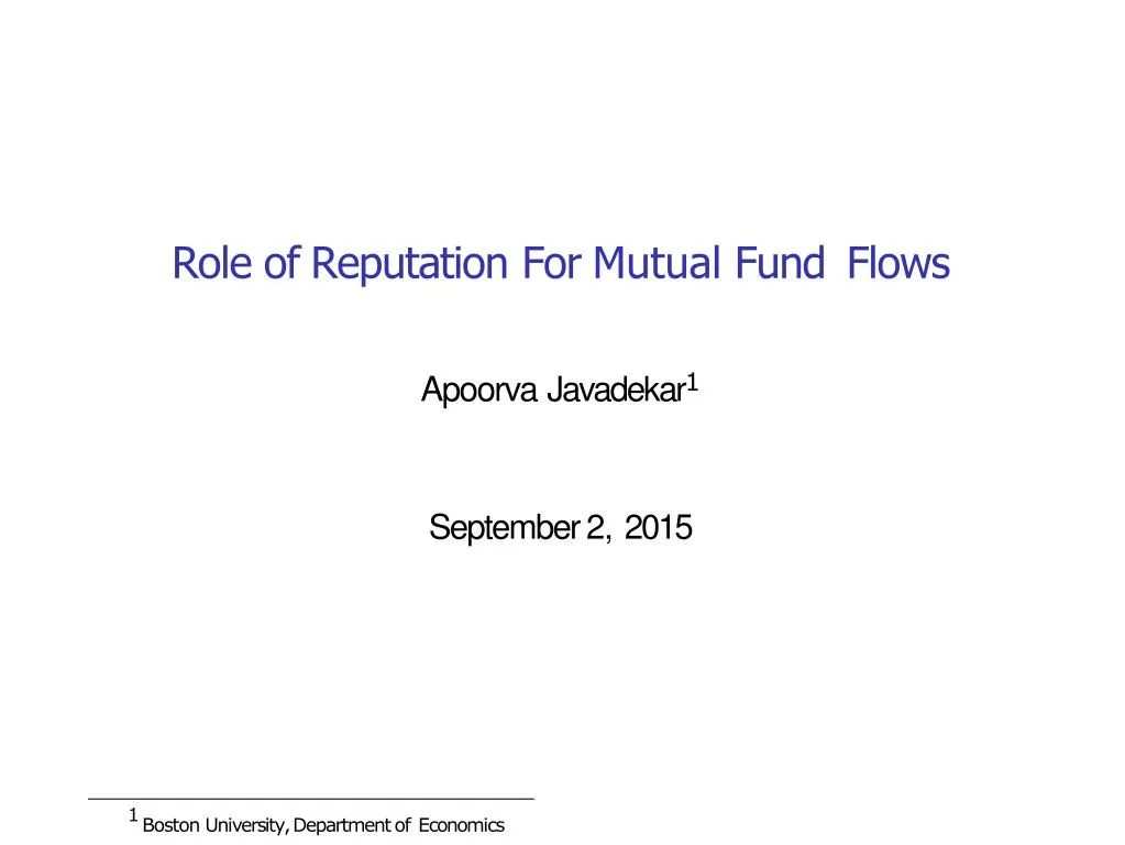 role of reputation for mutual fund flows