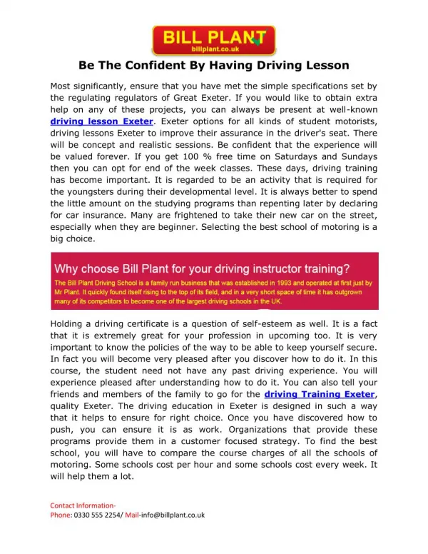 Driving lesson Exeter