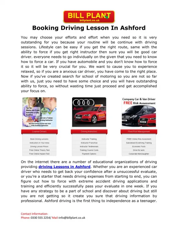 Driving lesson Ashford