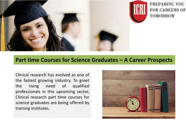 Part Time Courses For Science Graduates, Clinical Research And Pharmacovigilance
