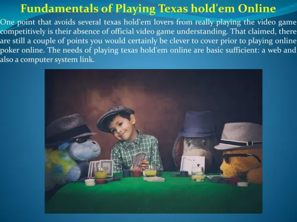 Fundamentals of Playing Texas hold'em Online