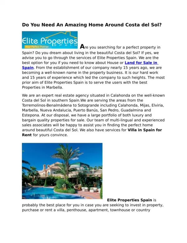 Properties for Sale Marbella