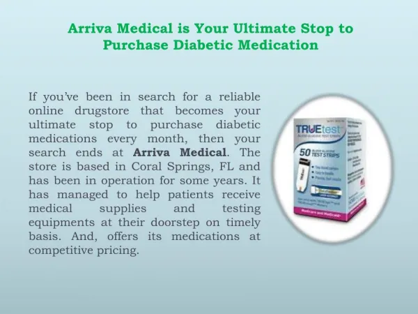 Learn Facts on Diabetes through Arriva Medical