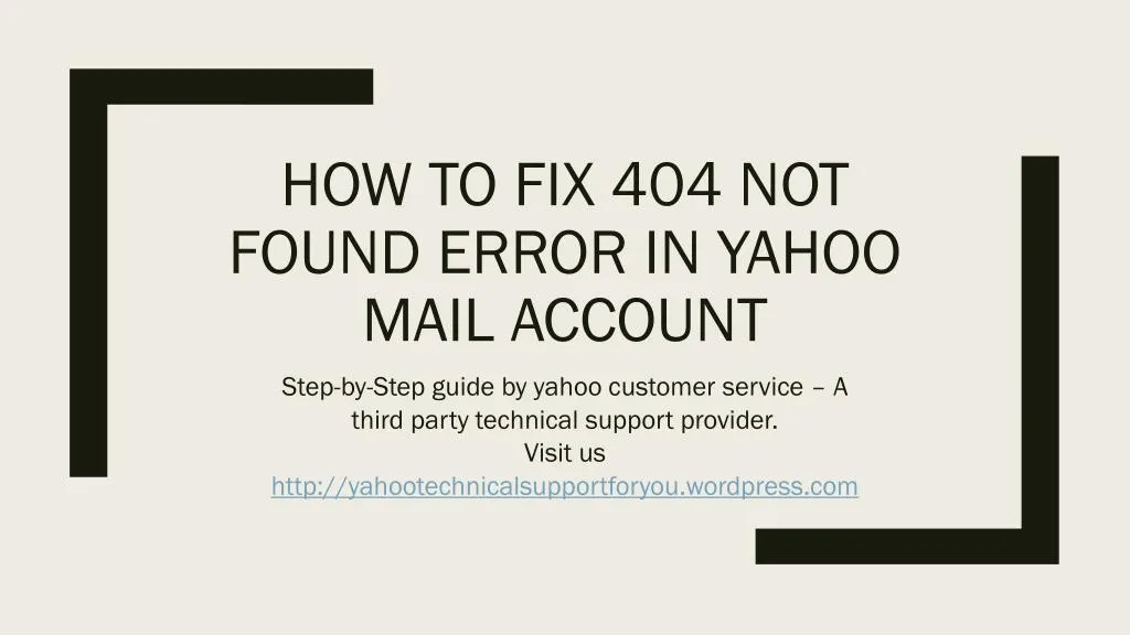 how to fix 404 not found error in yahoo mail account
