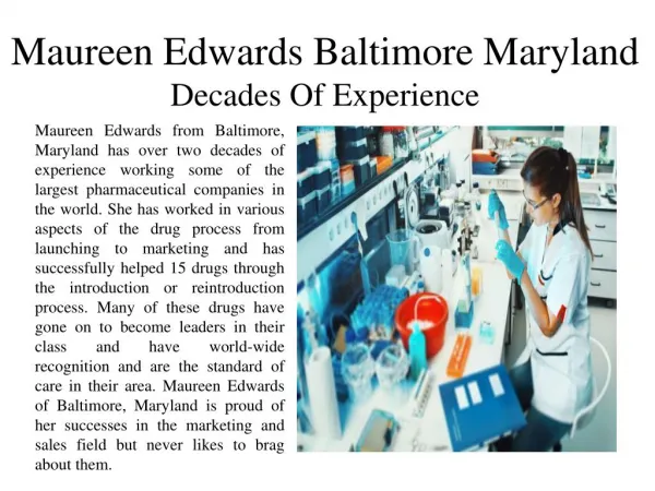 Maureen Edwards Baltimore Maryland Decades Of Experience