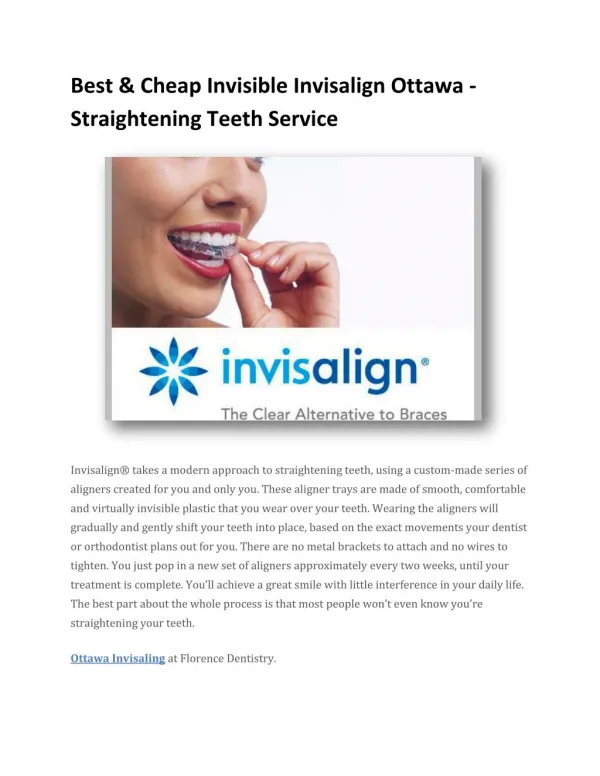 Best & Cheap Invisible Invisalign Ottawa - Straightening Teeth Service