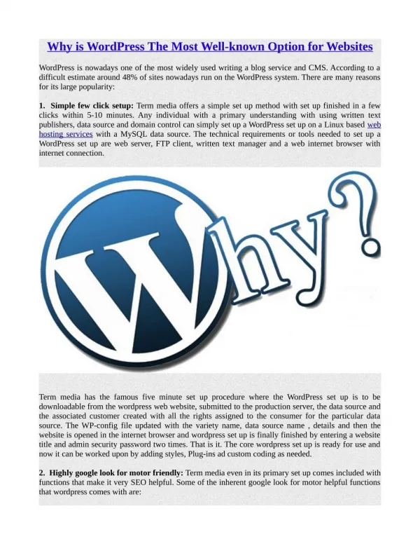 Why is WordPress The Most Well-known Option for Websites
