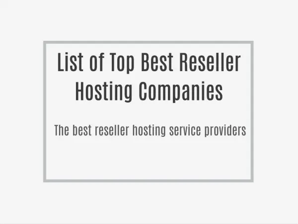 Top best reseller company