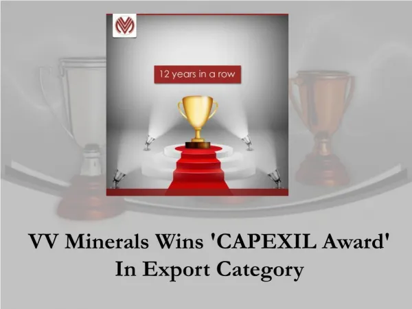 VV Minerals Wins CAPEXIL Award In Export Category