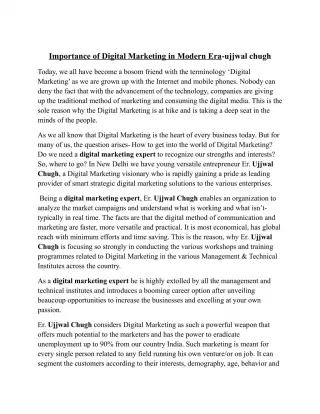 Importance of Digital Marketing in Modern Era-ujjwal chugh