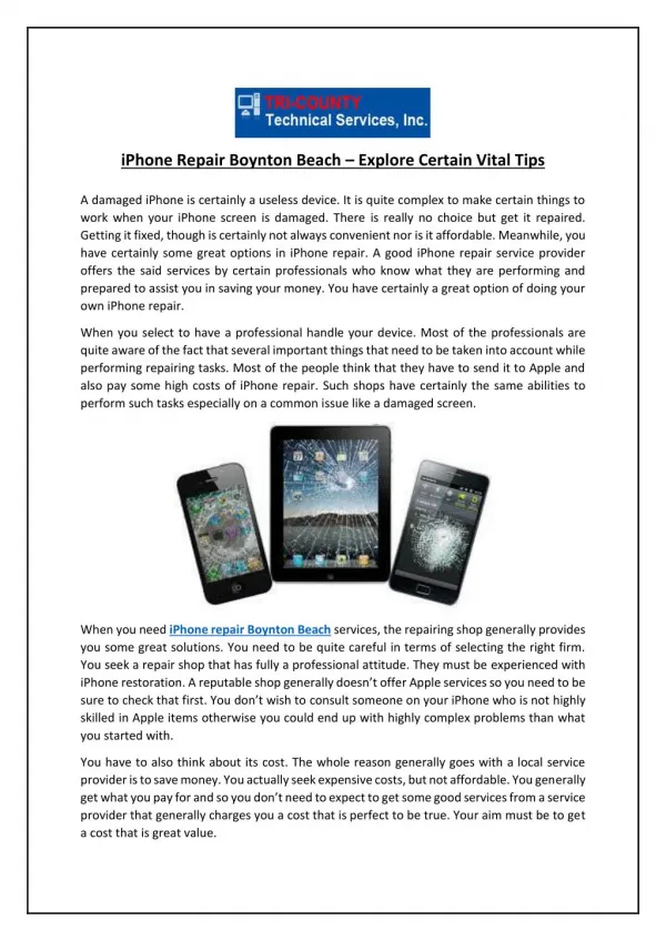 iPhone Repair Boynton Beach – Explore Certain Vital Tips