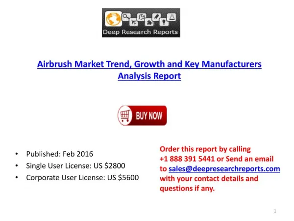 Airbrush Industry 2021 Forecasts for Global Market