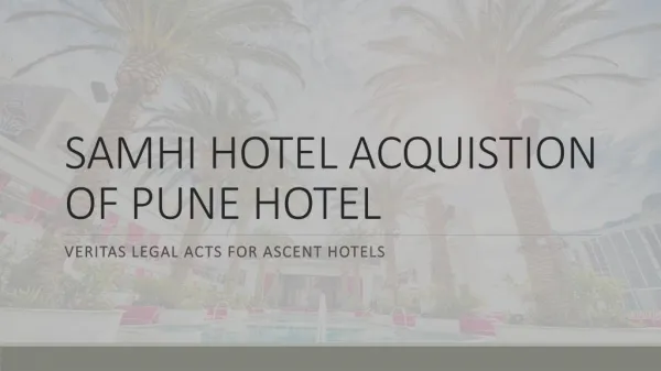 Samhi hotel acquisition on Pune Hyatt hotel