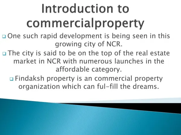Best way to invest in commercial property india
