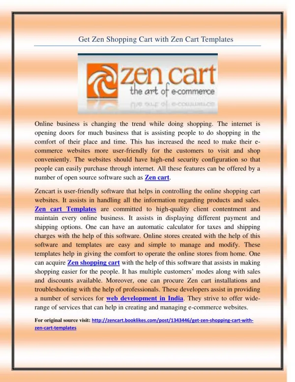 Get Zen Shopping Cart with Zen Cart Templates