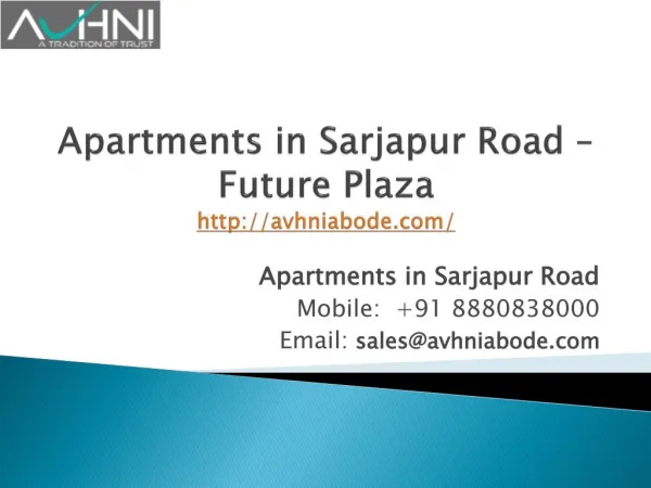 Residential Apartments in Sarjapur Road