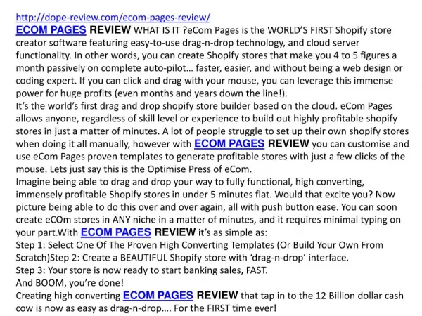 ECOM PAGES REVIEW