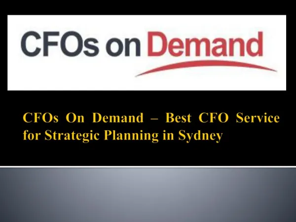 CFOs On Demand – Best CFO Service for Strategic Planning in Sydney