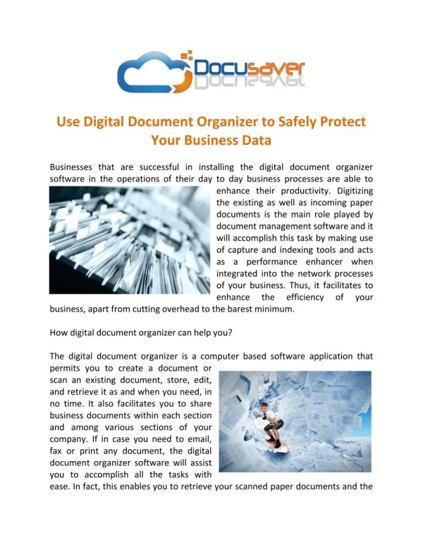 Use Digital Document Organizer to Safely Protect Your Business Data