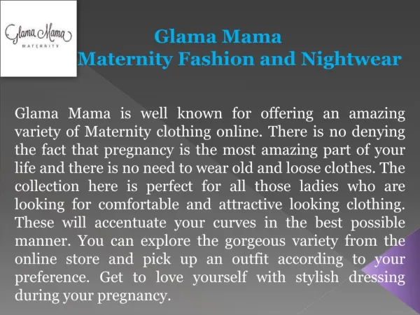Glama Mama- Maternity Tops Online