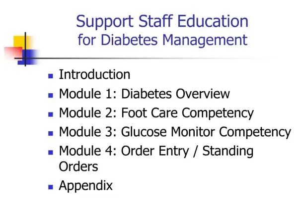 Support Staff Education for Diabetes Management