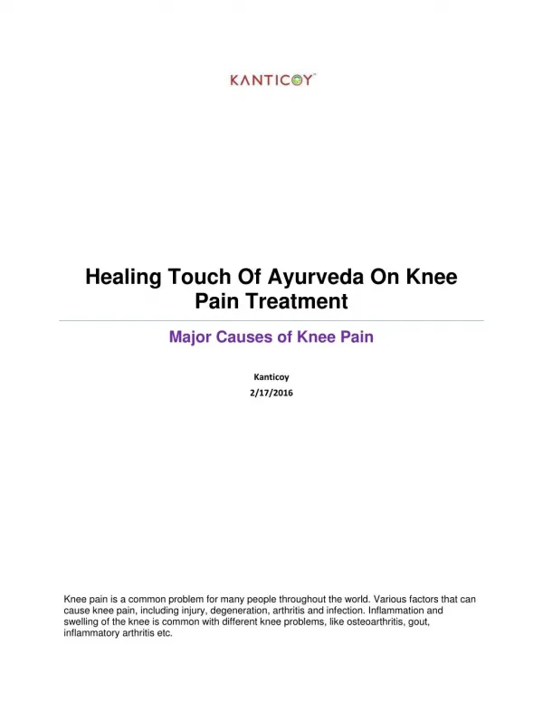 Healing Touch Of Ayurveda On Knee Pain Treatment