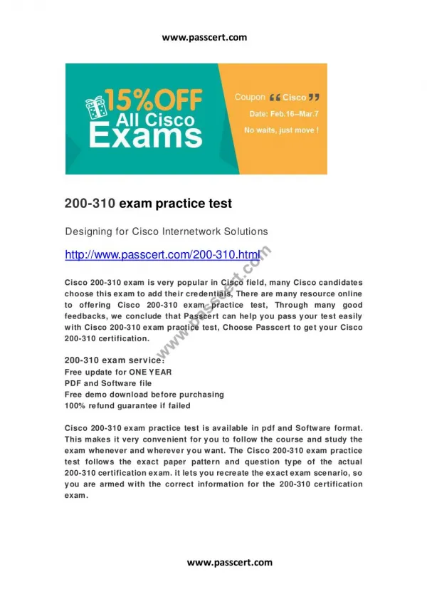Cisco 200-310 exam practice test