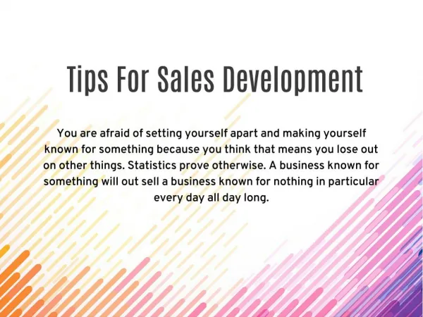 Tips for Sales Development by Mark Moncher