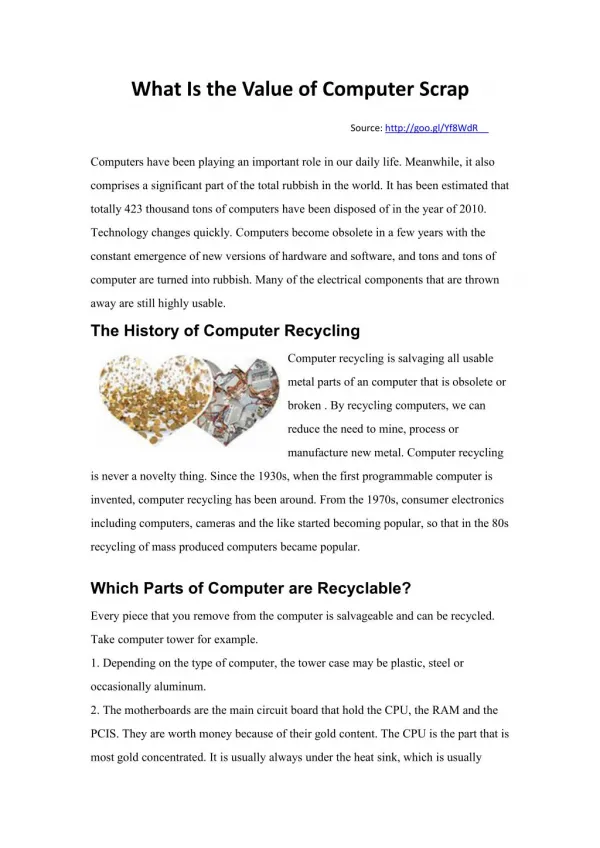 What Is the Value of Computer Scrap