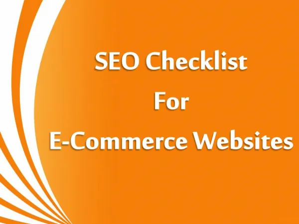SEO Checklist For E-Commerce Websites