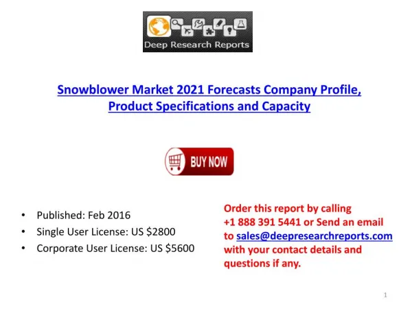 Snowblower Market Trends, Share, Size and 2021 Forecast Report