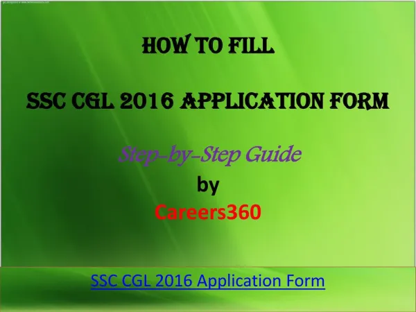 SSC CGL 2016 Application Form - Step-by-Step Guide