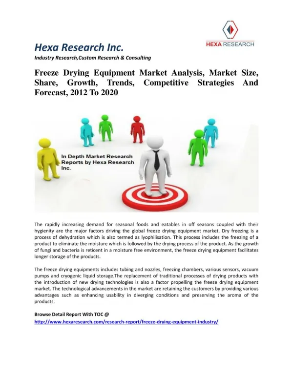 Freeze Drying Equipment Market Analysis, Size, Share, Growth, Trends And Forecast, 2012 To 2020