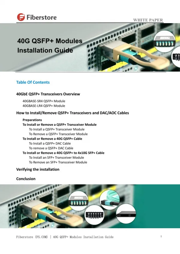 40G QSFP Modules Installation Guide