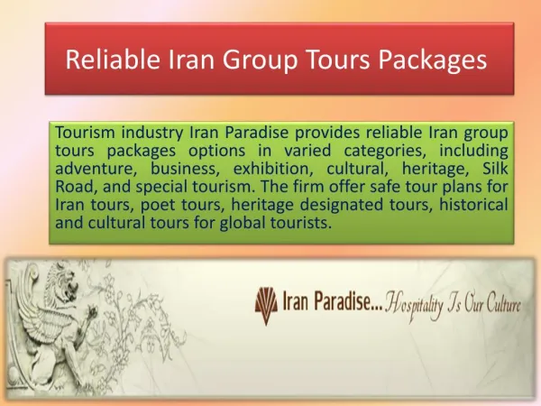 Reliable Iran Group Tours Packages