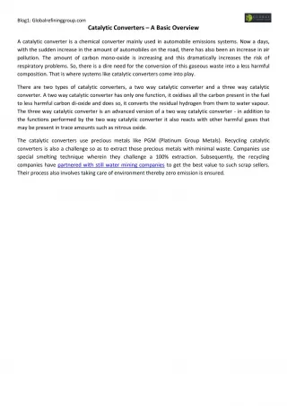 Catalytic Converters – A Basic Overview - slide 1