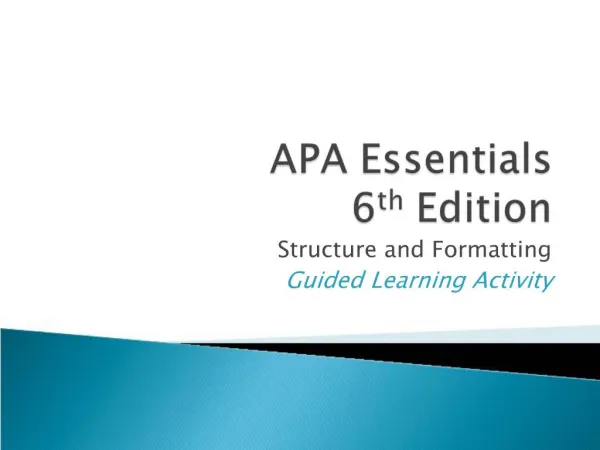 APA Essentials 6th Edition