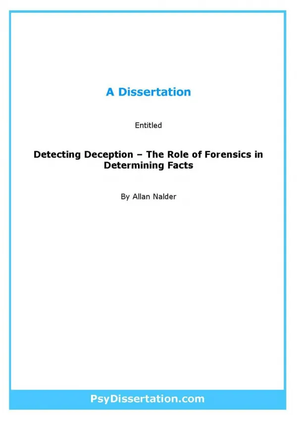 Forensic Psychology Dissertation Example