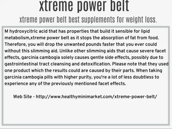 xtreme power belt effective and natural weight loss product.