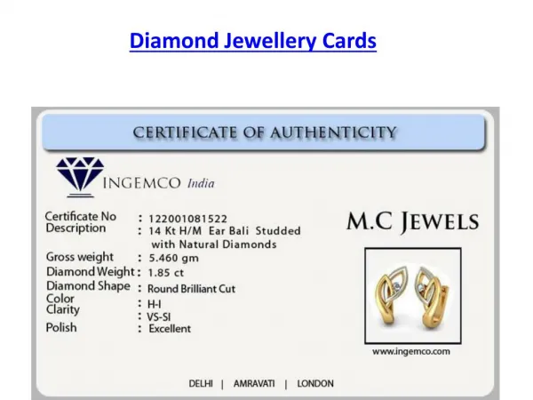 Diamond Jewellery Cards