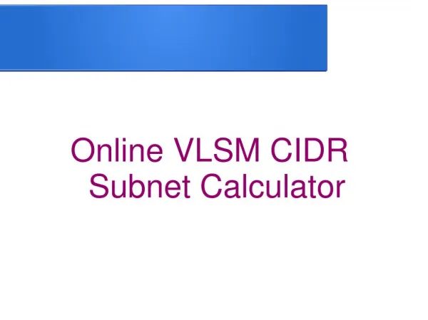Online VLSM CIDR Subnet Calculator