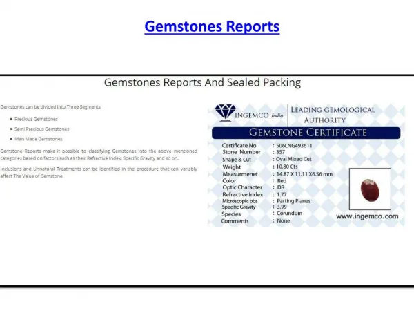 Gemstone Reports