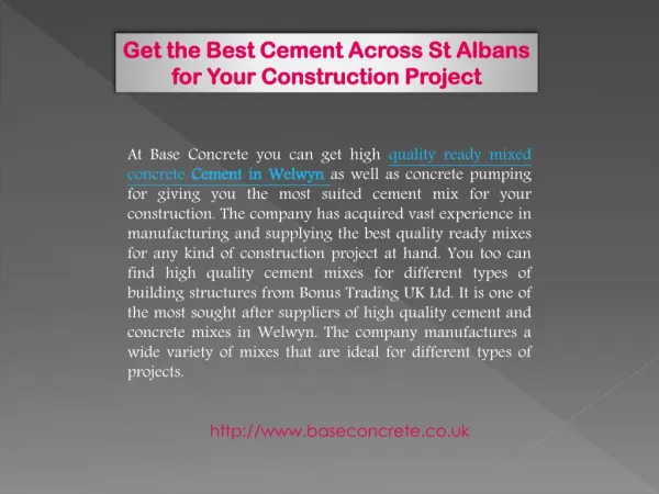 Get the Best Cement Across St Albans for Your Construction Project