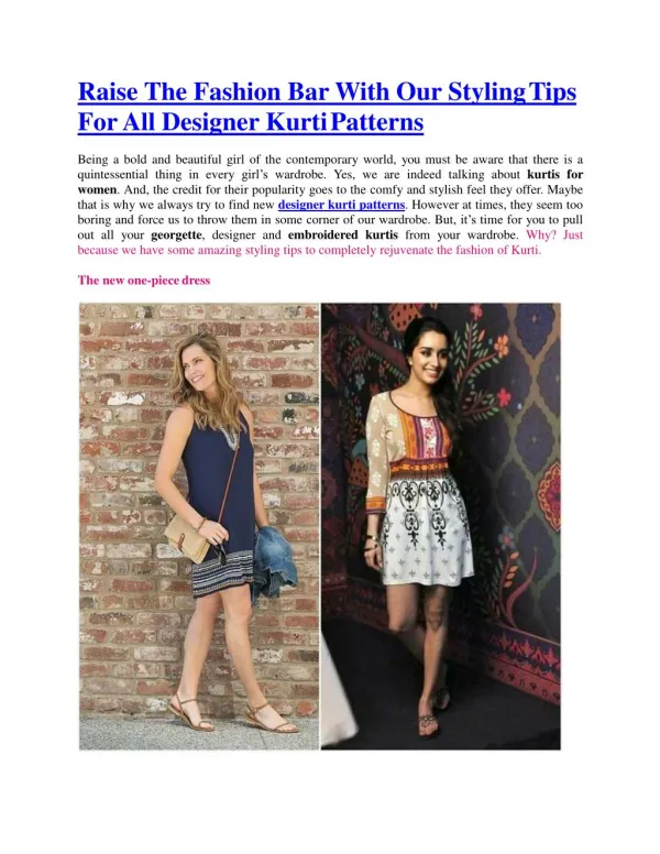 Raise The Fashion Bar With Our Styling Tips For All Designer Kurti Patterns