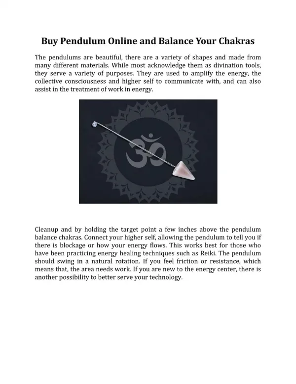 Buy Pendulum Online and Balance Your Chakras