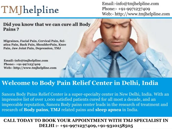Body Pains Treatment In india, Tmj Treatment In India, TMJ, TMJD